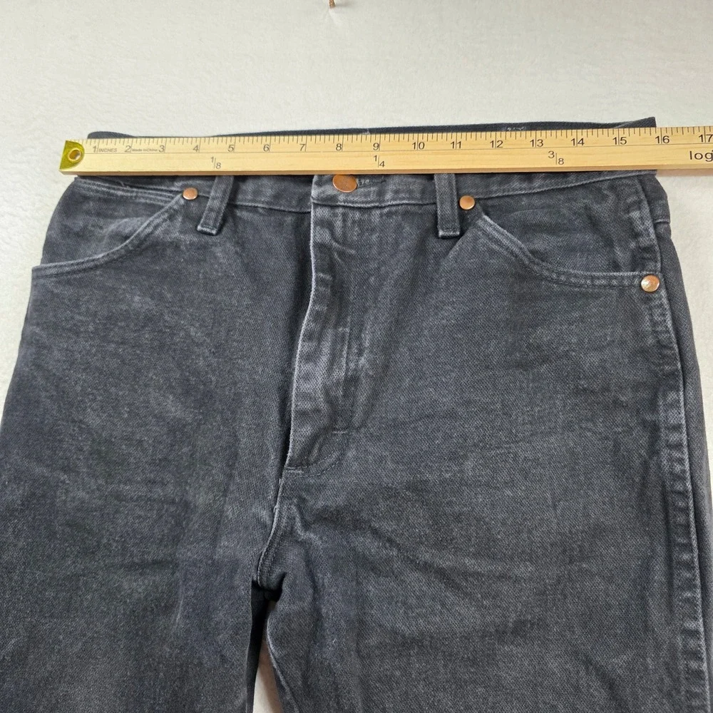 Wrangler Jeans Mens 32x32 Black Cowboy Cut 930WBK Faded Raw Hem Denim